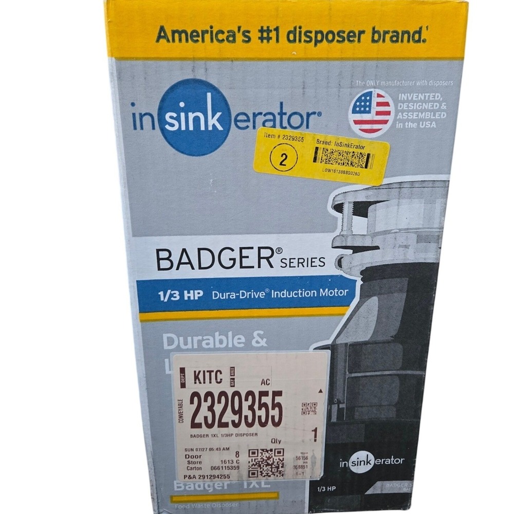 InSinkErator Badger 1XL Garbage Disposal 1/3 HP Gray Broken Tube New